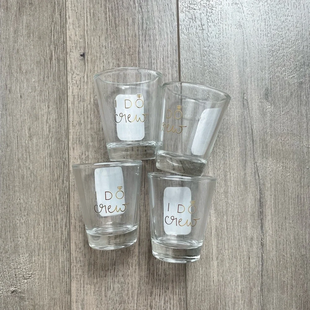 Set of 4 ‘ I Do Crew’ Shot Glasses NWT
